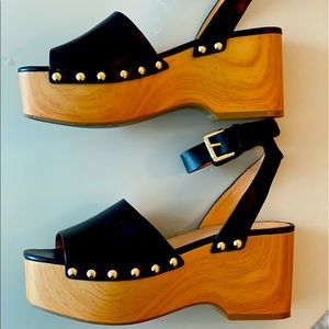 Marc Fisher Black Leather Platform Sandal